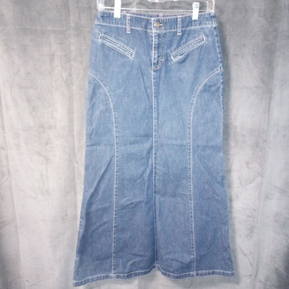 Tommy Hilfiger Y2K Vintage Denim Midi Skirt Size 8 EUC